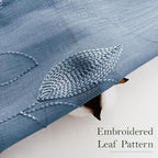 HOMEIDEAS Stone Blue Floral Sheer Curtains 84 Inches Long 2 Panels Embroidered - Image 3