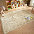 AMTOVO Faux Fur Sheepskin Rug for Living Room, 4 x 6 ft Beige Fluffy Area Rug - Image 3