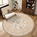 GarveeHome Pinkish Brown Botanical Grove 4ft Round Rug, Small Circle Vintage by GarveeHome