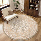 GarveeHome Pinkish Brown Botanical Grove 4ft Round Rug, Small Circle Vintage by GarveeHome