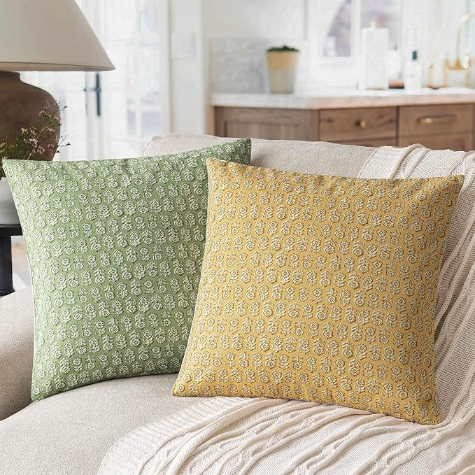 Foindtower Set of 2 Decorative Vintage Floral Print Throw Pillow Covers Neutral - Image 4