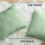 decorUhome Throw Pillow Covers 22x22 Inch Set of 2, Soft Plush Faux Wool Sage - Image 8