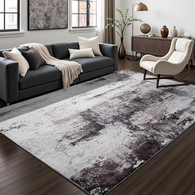 Toneed Abstract Area Rug 6x9 Modern Washable Rug Soft Non Slip Rug Low Pile by Toneed