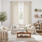 Birch Beige Linen Curtains for Living Room 105 Inches Long Light Filtering Semi - Image 6