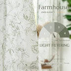 jinchan Floral Curtains 108 Inch Length Sage Green Flower Linen Farmhouse - Image 3