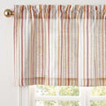 jinchan Valance Curtain Linen Textured Striped Window Curtain by JINCHAN