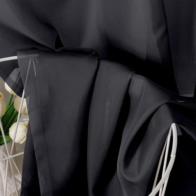 OVZME Black Sheer Curtains 84 Inches Long 2 Panel Sets, Solid Color Lightweight - Image 5