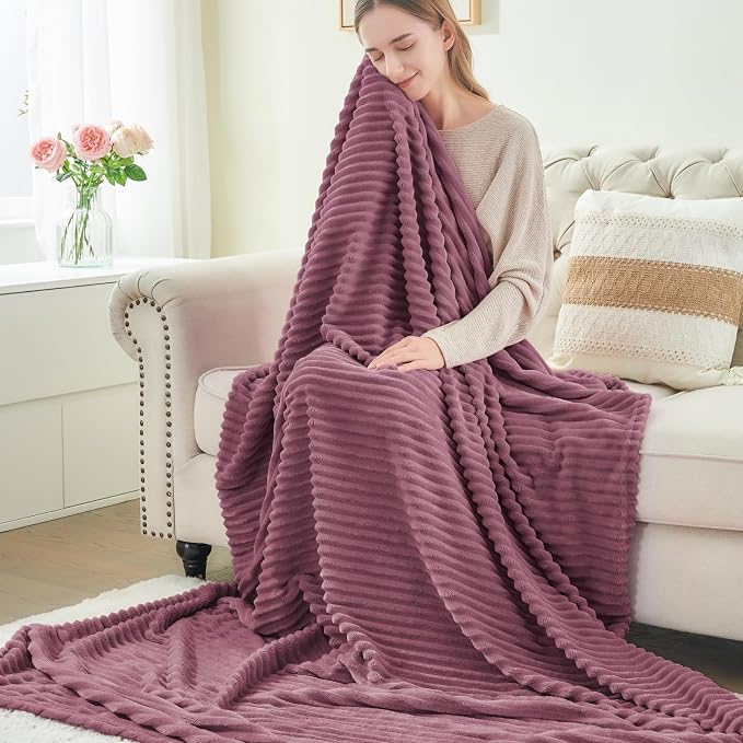 BEDELITE Fleece Blanket Twin Size – 3D Ribbed Jacquard Soft and Warm Decorative - Image 6