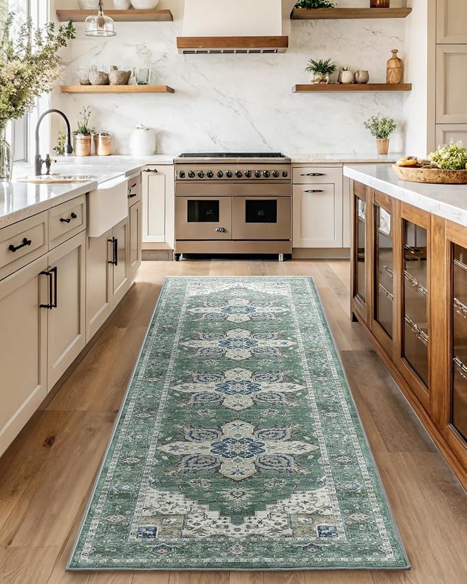 AMADA HOMEFURNISHING 2'6"x10' Washable Area Rug, Low-Profile Entryway Rug - Image 2