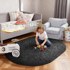 Ophanie 3x5 Oval Black Rugs for College Dorm, Bedroom Small Area Rug, Non-Slip - Image 3