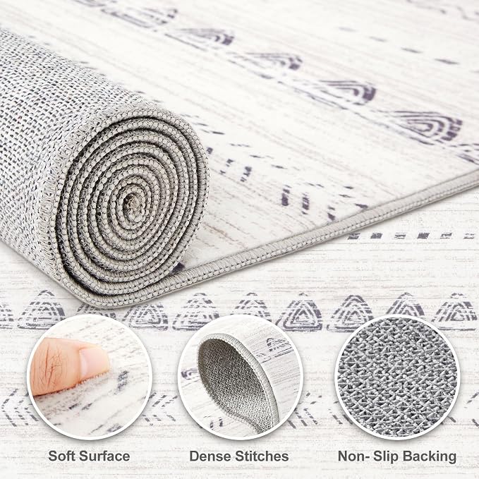 Nakagishi 8x12 Area Rugs Living Room: Washable Boho Large Neutral Soft - Image 3