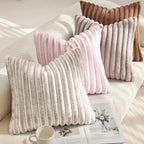 decorUhome Cozy Faux Fur Throw Pillow Covers 24x24 Set of 2 Decorative Soft - Image 4