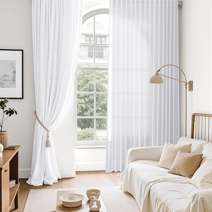 Snow White Linen 120 Inch Curtains - Image 6
