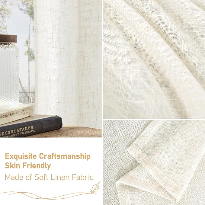 LAMIT Cream Linen Curtains for Living Room 84 inch Length 2 Panels, Light - Image 6
