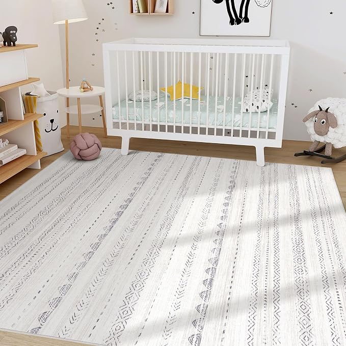 Nakagishi 8x10 Area Rugs Living Room: Washable Boho Large Neutral Soft - Image 8
