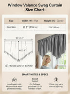 Molaxhome Swag Curtain 51 inch Length Rod Pocket Scalloped Curtain Valance - Image 4