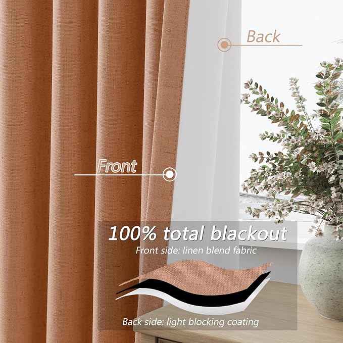 Guken 100% Blackout Curtains 120 Inch Length 2 Panels Set - Image 4