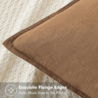 MIULEE Decorative Linen Euro Sham Pillow Covers 24x24 Brown ​Boho Farmhouse​ - Image 2