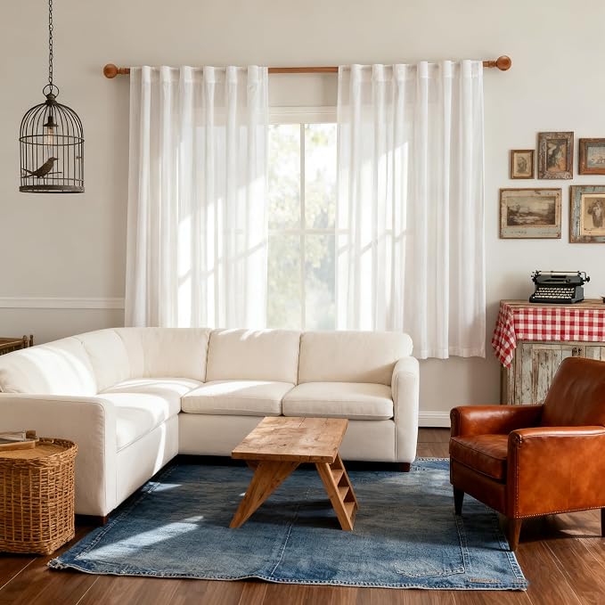 MYSKY HOME White Sheer Curtains 63 inch length Semi Sheer Curtains - Image 8