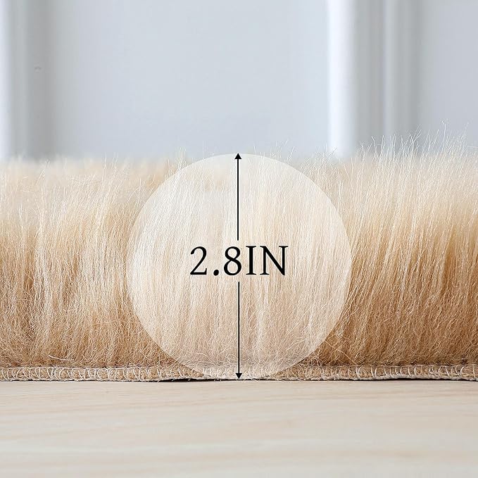 linmopm Faux Fur Rug Sheepskin Shag Fluffy Fuzzy Beige 2x6 ft Runner Rugs - Image 2