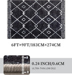 YIHOUSE Moroccan Rugs for Living Room, 6x9 Black and White Aztec Area Rug - Image 4