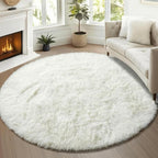 ONASAR Cream White Round Rugs 5ft by ONASAR