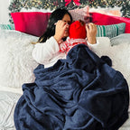 Bedsure GentleSoft Fleece Blanket California King Navy Blue - Image 6