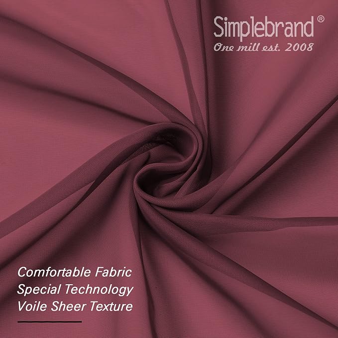 Simplebrand Red Sheer Curtains 84 Inches Long, Light Filtering Rod Pocket Solid - Image 8