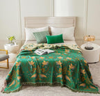 MSGKV Boho Throw Blanket 100% Cotton Green Blanket 90''x 98'' Spring Reversible - Image 4