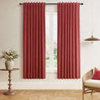 Guken Red 100% Blackout Linen Curtains 72 Inch Length 2 Panels Set by Guken