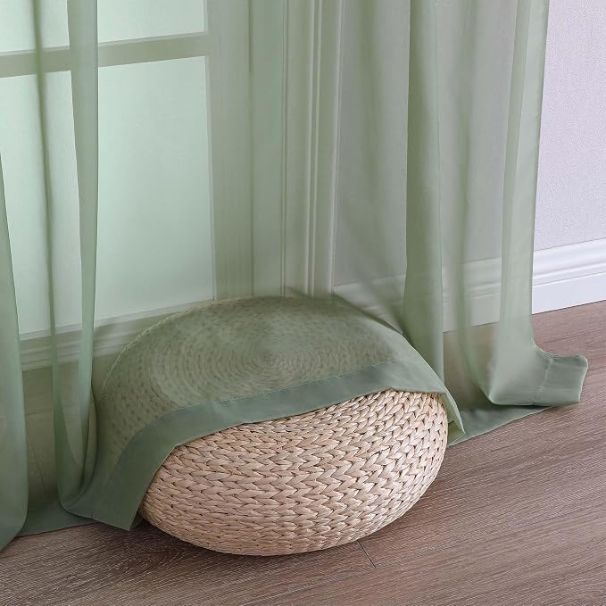 OVZME Sage Green Bedroom Curtains 96 Length - Image 6