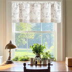 jinchan Linen Kitchen Valance for Windows 16 Inch Gray Floral Double Layer - Image 3