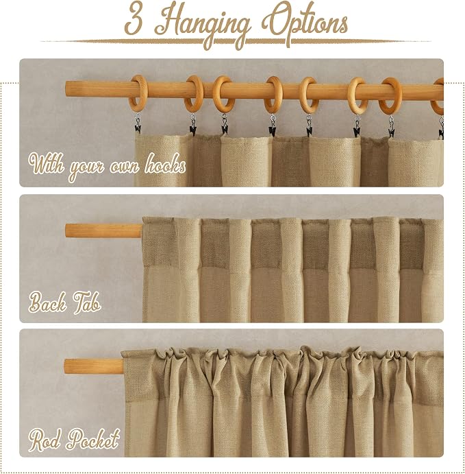 NICETOWN Linen Brown Curtains & Drapes Privacy - Image 2