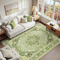 RELEANY Area Rugs 6'x9' Washable Non-Slip, Floral Vintage Distress Print by RELEANY