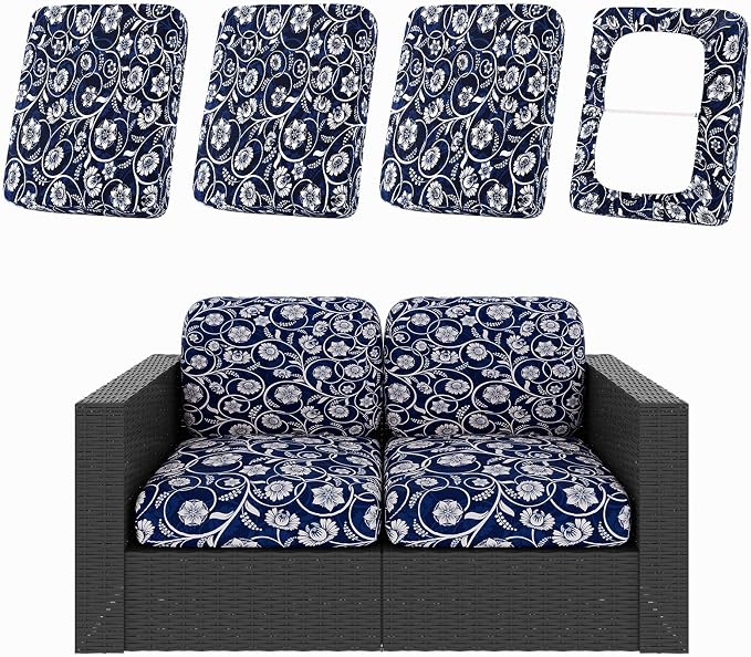 hyha 4Pcs Patio Cushion Covers, Stretch Outdoor Couch Cushion Covers Replacement by hyha