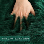 duduta Emerald Green Faux Sheepskin Round Rug 4x4 ft, Fluffy Shag Fur Bedroom - Image 4