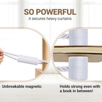 Hion Magnetic Curtain Tiebacks White 4 Pack, Curtain Tiebacks Buckles Holdbacks - Image 5