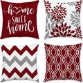 Hexagram Geometric Burgundy Pillow Covers 20x20 Set of 4, Decorative Outdoor by Hexagram