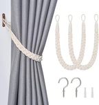 NICEEC 2 Pack Natural Cotton Rope Curtain Tiebacks Elegant Boho Style by NICEEC