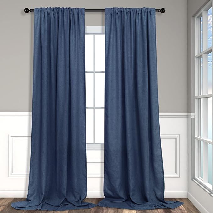 Navy Curtains 108 Inches Long for Living Room 2 Panels Set Back Tab Pocket - Image 8
