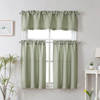 Chyhomenyc Light Green Valance for Windows, Light Filtering Faux Linen Textured - Image 2