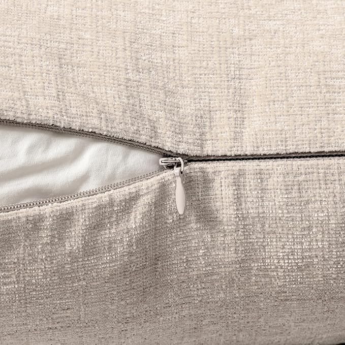 MIULEE Pack of 2 Couch Throw Pillow Covers 16x16 Inch Soft Light Brown Chenille - Image 3