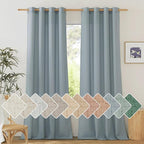 NICETOWN Thick Stone Blue Linen Curtains by NICETOWN