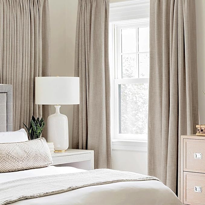MIULEE 100% Blackout Linen Textured Curtains - Image 2