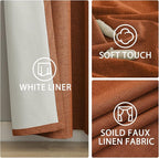 Yakamok Burnt Orange Linen Curtains 100% Blackout 63 Inches Long, Room - Image 6
