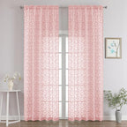 Chyhomenyc Extra Long Blush Pink Sheer Curtains 120 Inch Length 2 Panels Set by Chyhomenyc