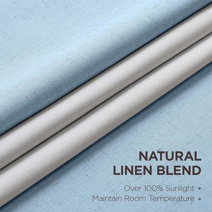 Joydeco Pinch Pleated Linen Curtains Darkening Drapes - Image 2