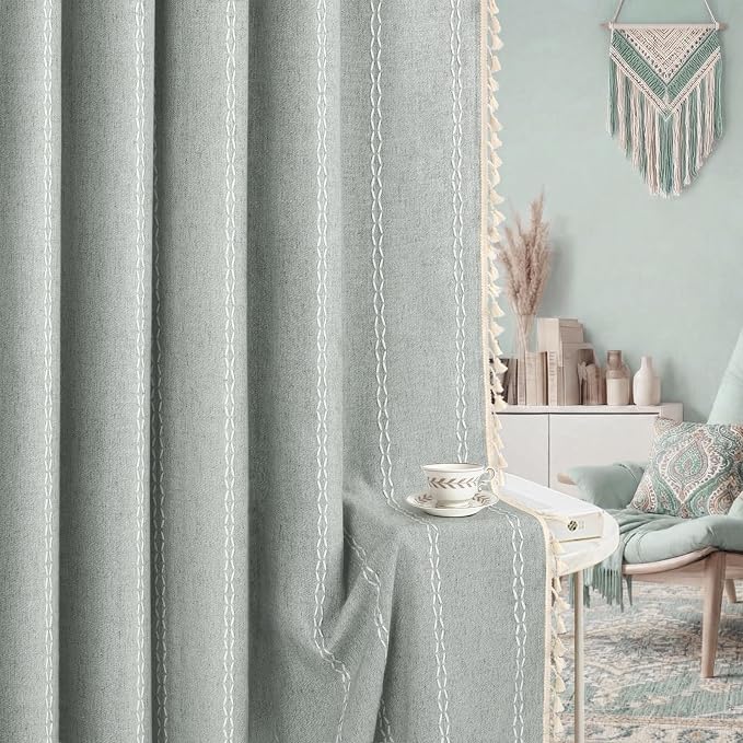 Teal Boho Blackout Curtains 2 Panels 84 Inch - Image 8