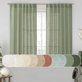 LAMIT Semi Sheer Linen Curtains 45 Inches Long 2 Panels, Sage Green Light by LAMIT