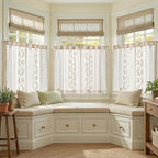 jinchan Belrose Linen Floral Kitchen Curtains 36 inch Length Embroidered - Image 2